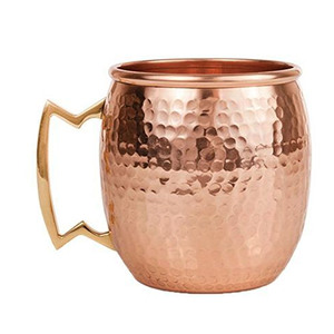 Custom Logo Wholesale Hammered Pure Copper Mug Handcrafted Moscow Mule Cup Barrel Shape Cocktail <b>Metal</b> Drinkware Mugs Copper Mug - Product Image 1
