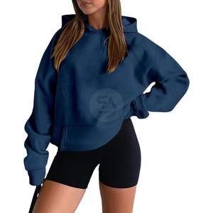 Sudadera con capucha rosa extragrande de hombros caídos para mujer, de algodón grueso de invierno, forro polar, manga larga, diseño personalizado, venta al por mayor - Product Image 6
