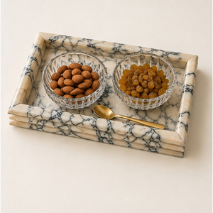Plateau de luxe personnalisé en marbre rectangulaire, plateau de vanité en pierre naturelle pour salle de bain et commode, organisateur de parfums artisanal - Product Image 6