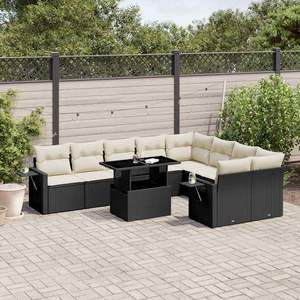 Black Garden <b>Sofa</b> Set D0100XFYEQX Outdoor Furniture UV Resistant PE <b>Rattan</b> High Density Foam Cushions Contemporary Design - Product Image 3
