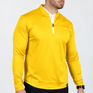 Men Quarter Zip Pullover <b>Long</b> <b>Sleeve</b> Sportswear <b>Stretch</b> Knitted Athletic Custom Logo Golf Training Wear Eco-Friendly Quick Dry - Product Image 6
