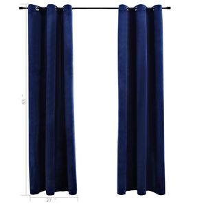 Blu Navy 37 "x 63" tende oscuranti in velluto con anelli Set 2 pezzi - Product Image 4