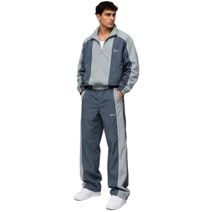 Unisex Windbreaker Tracksuit Set Contrast Color Block <b>Track</b> <b>Jacket</b> Jogger Suit Custom Embroidered Logo Bulk Streetwear Supplier - Product Image 1