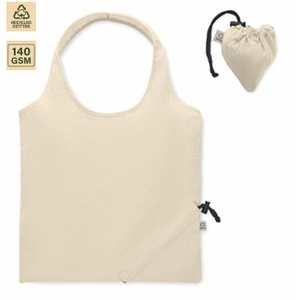 225 GSM Recycled Cotton <b>Foldable</b> Shopping <b>Bag</b> Grocery Travel 40x38 cm Flat Custom Logo Wholesale OEM Private Label Model SS560-R - Product Image 2