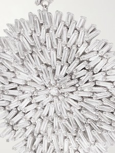 Pendientes de lujo con diseño de estrella radiante y diamantes, chapados en platino y oro blanco de 18 quilates, diseño de fuegos artificiales para boda - Product Image 4