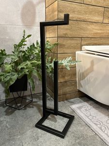 Porte-papier toilette sur pied en fer au design minimaliste pour le rangement et la décoration des serviettes de bain - Product Image 4