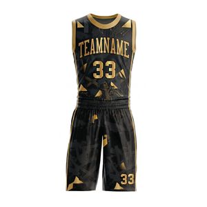 Premium Breathable 100% Polyester Sleeveless Basketball Kit Black Gold <b>Paint</b> Splatter Printed Design Professional Teamwear <b>Sets</b> - Product Image 1