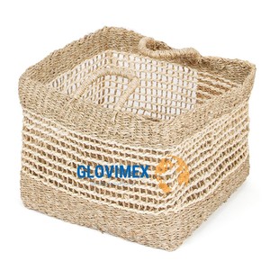 Vietrustic Wholesale Seagrass Woven <b>Rustic</b> Rectangle Basket Eco-Friendly Storage Organizer for Living Room & Laundry Storage - Product Image 3
