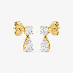 Boucles d'oreilles pendantes en diamant de laboratoire 4 carats (TCW) rond à poire en or blanc 14K et argent sterling, idéales pour mariage - Product Image 3