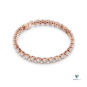 6.20 CT Round Lab Grown Diamond Tennis Bracelet in 14K 18K <b>Solid</b> <b>Gold</b>, 7 Inch Classic Collet Set Linear Link Bracelet for Women - Product Image 2