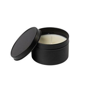 Pot à bougie rond en métal noir mat avec couvercle pour la fabrication de bougies DIY et la décoration intérieure - Fournitures pour bougies en gros - Product Image 1