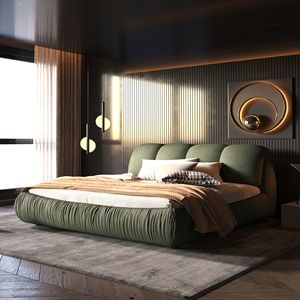 Letto King Size di Lusso Imbottito con Schienale Oversize, Struttura in Legno Massello per Diverse Altezze - Product Image 4
