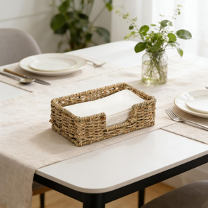 Manufacturing Eco-friendly Seagrass Guest Towel Tray Napkin Paper <b>Basket</b> for <b>Bathroom</b> Kitchen Made in Vietnam - Product Image 4