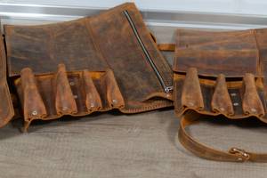 Sac de rangement pour couteaux en cuir véritable sur mesure, fait main, avec bandoulière réglable et amovible, étui pour couteaux de chef LKR-0287 - Product Image 5