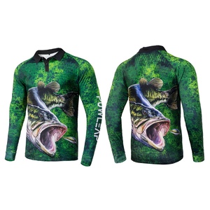Polo de pêche unisexe à manches longues pour la saison estivale, imprimé par sublimation, col vert camouflage, style UPF 50, antibactérien - Product Image 3