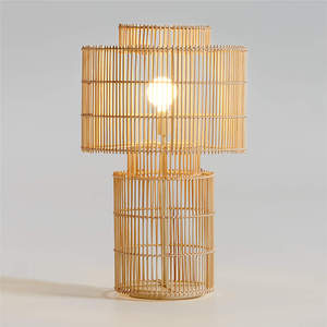 Vintage Handbraided Rattan Table <b>Lamps</b> for Study Room and Bedroom Wholesale Natural Desktop <b>Lamp</b> - Product Image 6