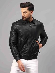 Blouson de motard en cuir premium, style vintage, décontracté, pour l'hiver, vêtement d'extérieur durable, élégant, confortable, avec logo frontal - Product Image 6