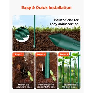 Confezione da 50 Pali per Pomodori in Metallo Rivestito in Plastica da 145,9 cm con Punta Appuntita per Supporto Piante e Coltivazione - Product Image 4