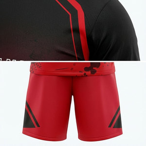 Ensemble de maillots de football personnalisés sublimés pour hommes, dégradé rouge et noir, 100% polyester, respirant, manches courtes, uniformes taille adulte - Product Image 6