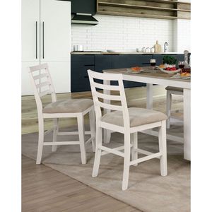 Colore bianco solido 2 pezzi Set da banco sala da pranzo mobili scala posteriore luce Taupe imbottito in tessuto cuscini di seduta sedie - Product Image 3