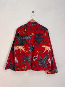 Chaqueta de Mujer con Estampado Exótico de Selva, Terciopelo Afelpado, Corte Relajado, Frente Abierto, Estilo Bohemio, Tallas Grandes - Product Image 5
