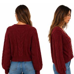 Women's Autumn Knitted Winter <b>Cardigan</b> <b>Coat</b> With Embroidered Pattern And Button Decoration Sweater For Streetwear - Product Image 4