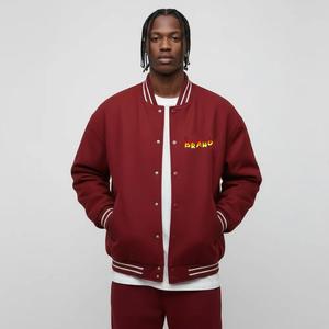 Good Quality Wholesale Custom Knitted Slim Fit Baseball Letterman <b>Bomber</b> <b>Varsity</b> <b>Jacket</b> Fish Leather Sleeves Button Closure - Product Image 4