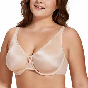 Soutien-gorge à armatures grande taille pour femme, maintien élevé, respirant, lisse, sans coutures, couvrance totale, col en V, yoga, fermetures éclair, Spandex/Polyester - Product Image 5