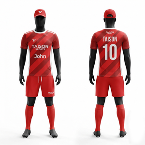 Ensemble d'uniformes de football en polyester interlock 160 GSM de qualité supérieure, orange et noir, avec logo personnalisé par sublimation, nom et numéro - Product Image 1
