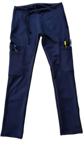 Ensemble de blouses médicales bleu marine pour femmes, haut à col en V avec poche zippée et pantalon cargo, uniformes d'hôpital, tissu tricoté en coton et polyester - Product Image 2