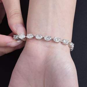 925 Silver Moissanite Bracelet Oval Cut Sparkling Tennis Style Wedding <b>Gift</b> for Women - Product Image 4
