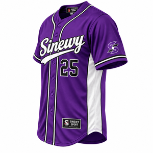 Camiseta de béisbol deportiva Sinewy para hombre, color morado y blanco, 25, que absorbe la humedad, manga corta, corte regular, para todas las estaciones, con estampado del nombre del equipo - Product Image 4
