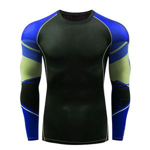 Men Full Sleeve Rash Guard Red Black Striped Quick Dry Breathable Swim Surf Top Polyester/Nylon UPF50+ - Product Image 6