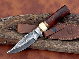 Cuchillo de Camping Viking Skinner, Elaborado con Acero de Damasco y Mango de Cuerno de Toro, Dureza HRC60-65 para Mayor Protección - Product Image 6