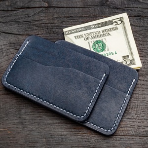 Cartera de cuero curtido hecha a mano Vintage de alta calidad, tarjetero, negro, marrón, mínimo, para uso diario, tarjetas de regalo - Product Image 4