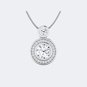 Collier pendentif solitaire serti clos avec diamant de laboratoire rond brillant de 0,60 carat total |   Collier pendentif en diamant délicat et luxueux - Product Image 2