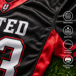 Camiseta personalizada de fútbol americano para equipos escolares, de secado rápido, transpirable, de poliéster, con nombre y número del jugador sublimados. - Product Image 3