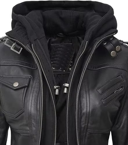Mantic Enterprises Women's Genuine Leather Breathable Animal Print Moto Jacket Full Sleeve Detachable Sleeves Solid Color Cotton - Product Image 6