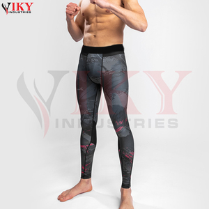 Leggings de compression pour hommes, qualité supérieure, nouvelle collection, motif abstrait gris et noir, vêtements de fitness personnalisés, tissu extensible Accent. - Product Image 3