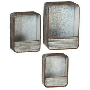 Lot de 3 jardinières murales vintage rustiques en métal galvanisé pour intérieur et extérieur, décoration murale suspendue style ferme pour jardinage vertical - Product Image 1