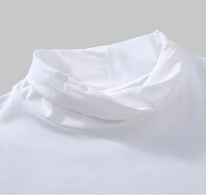 Camiseta de Manga Larga con Cuello Alto Blanca Primavera 2026 – Elegante y Casual para Hombre, Tallas Asiáticas, Colores Negro, Rojo, Gris, Café, Top de Algodón - Product Image 2