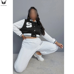 New Arrival Comfortable Women's Black And <b>White</b> Varsity <b>Jacket</b> With Letter S Logo Full Sleeve Button Up Collar Winter Wear - Product Image 2