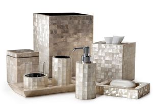 Handmade Shell Mother Of Pearl <b>Bathroom</b> Vanity <b>Set</b> With Decorative <b>Accessories</b> For Premium Interior Decoration - Product Image 3