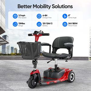 Scooter Elettrico Pieghevole a 3 Ruote per Anziani con Telaio Rinforzato e Velocità di 24 km/h - Product Image 3