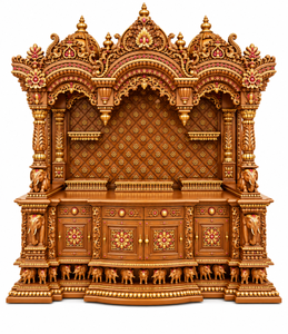 Premium Handcrafted Teak Wood Pooja Mandir for Luxury <b>Homes</b> <b>Buy</b> Traditional South Indian Style Wooden <b>Temple</b> For Luxury <b>Homes</b> UK - Product Image 2