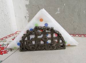 Vintage Ornate Metal Napkin Holder, <b>Retro</b> Table <b>Decor</b> - Product Image 5