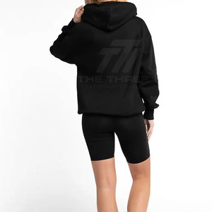 Conjunto de Sudadera con Capucha y Pantalones Cortos para Mujer, Transpirable, de Invierno, de Alta Calidad, con Logotipo Personalizado, al por Mayor - Product Image 3
