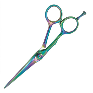 High Quality Titanium Coated Hair Scissors Sharp Straight Blade Barber Salon Cutting <b>Shears</b> Rainbow Finish - Product Image 4