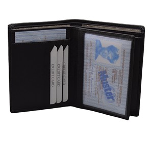 <b>Men's</b> Genuine Leather Bifold <b>Wallet</b> Slim Fold Closure <b>Black</b> Minimalist Design Daily Use RFID Feature Cute Card Holder Coin - Product Image 5