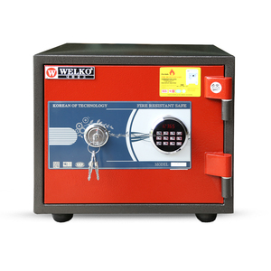 WELKO Mini S600 Coffre-fort de sécurité LED marron rouge en acier ignifuge et antivol avec serrure électronique en option - Product Image 1